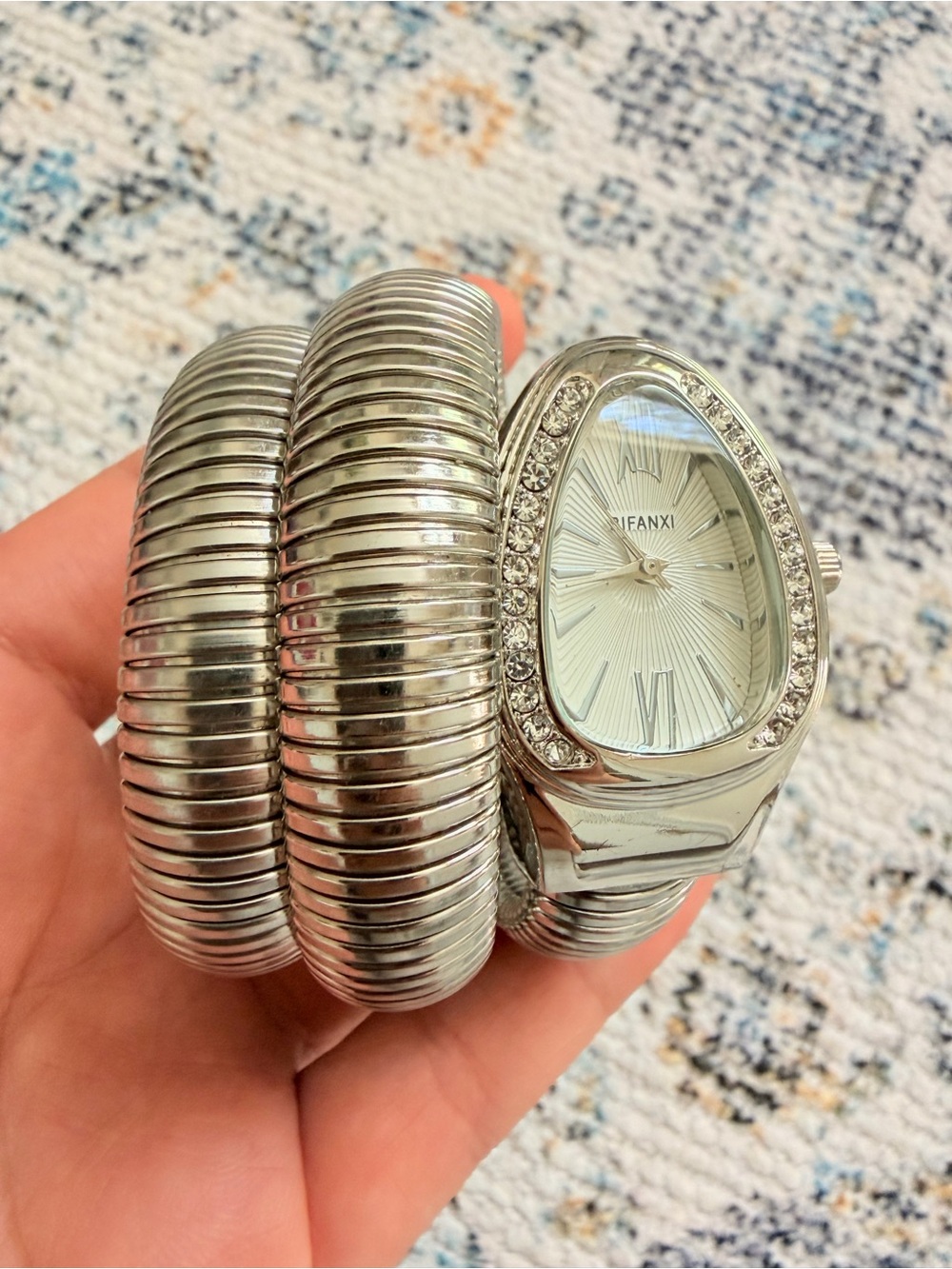 Serpenti Snake Silver Coil Wrap Watch with Crystal Accents - Picture 7 of 9
